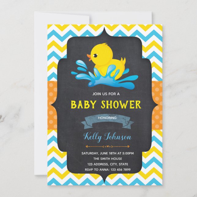 Duck baby shower party invitation (Front)