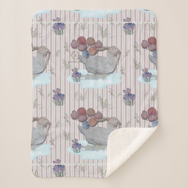 Duck Balloons Nursery Theme Baby Cloth Sherpa Blan Blanket (Front)