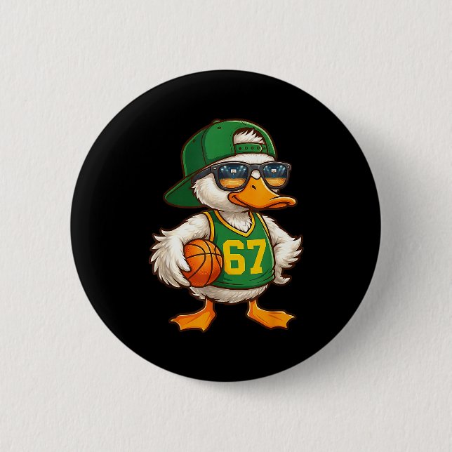 Duck Basketball 67 Gen Alpha Slang Srts Men Boys K Button (Front)
