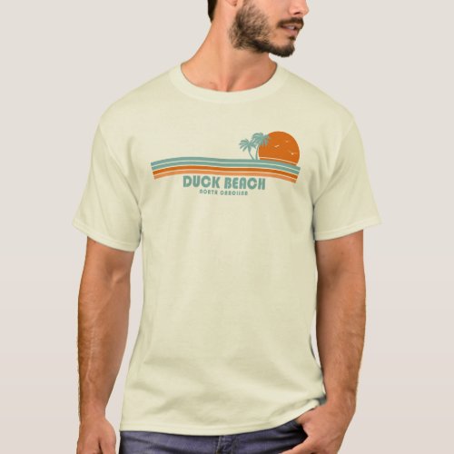 Duck Beach North Carolina Sun Palm Trees T_Shirt