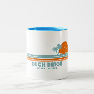Duck Beach North Carolina Sun Palm Trees Two-Tone Coffee Mug