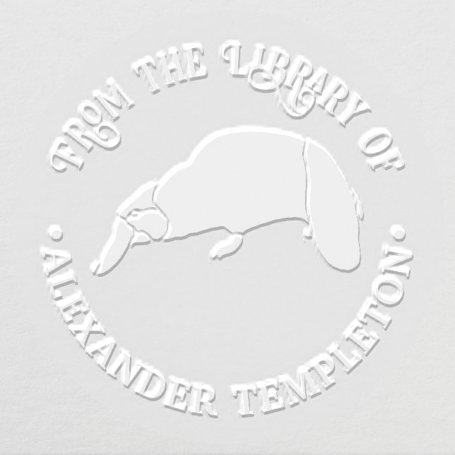 Duck Billed Platypus Silhouette Library Book Name Embosser (Design)