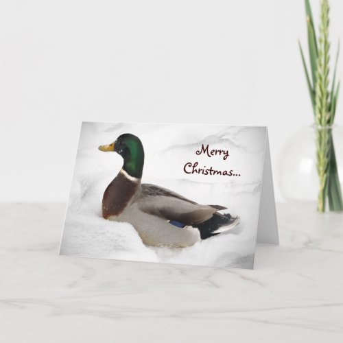 Duck Bird in Snow Animal Christmas Holiday Card