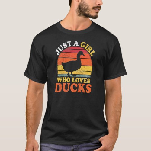 Duck Bird Vintage Just A Girl Who Loves Ducks   T_Shirt