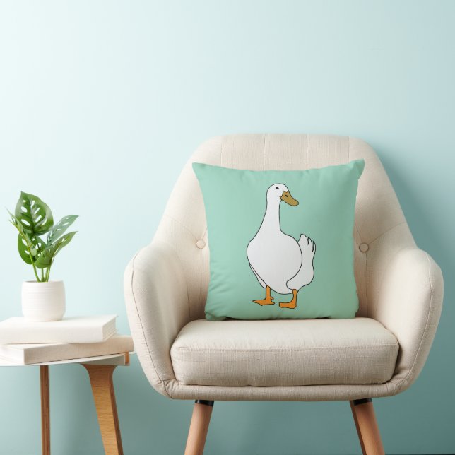 Duck Bird White Duck  Throw Pillow (Chair)