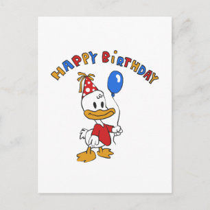 Duck birthday cartoon   choose background color postcard