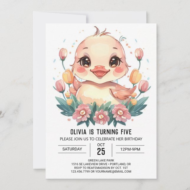 Duck Bohemian Birthday  Invitation (Front)