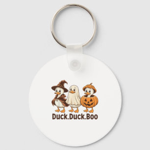 Duck Boo Funny Cute Spooky Halloween Retro Goose P Keychain