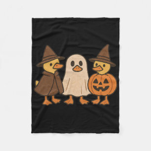 Duck Boo Funny Spooky Halloween Cute Trio Ghost Co Fleece Blanket