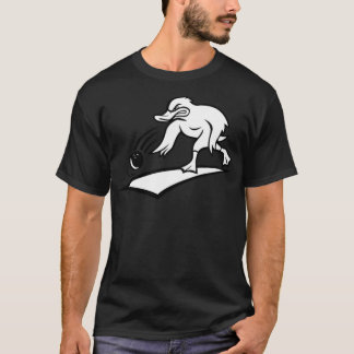 Duck Bowler Bowling Ball Cartoon Black and black d T-Shirt