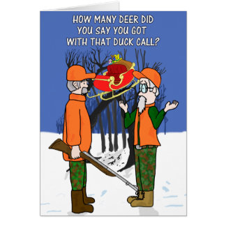 Duck Call Flying Deer Funny Hunter Hunting Cards
