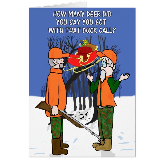 Duck Call Flying Deer Funny Hunter Hunting Cards (Front)