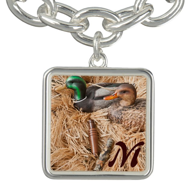 Duck Call Mallard Drake Hunting Monogram Bracelet (Design)