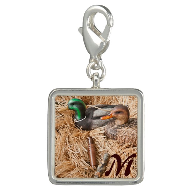 Duck Call Mallard Drake Hunting Monogram Charm (Front)