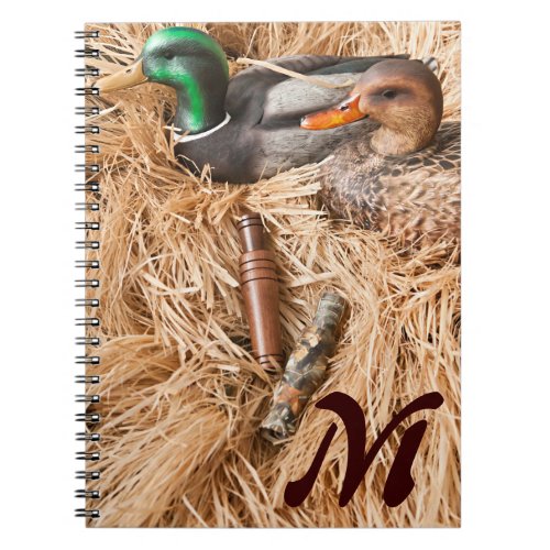 Duck Call Mallard Drake Monogram Initial Note Book