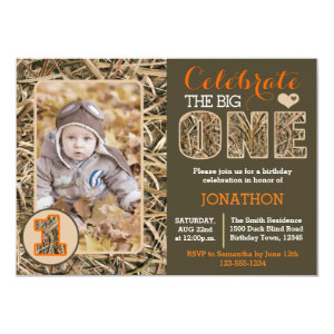 Duck Camo / Camouflage First Birthday Party Card