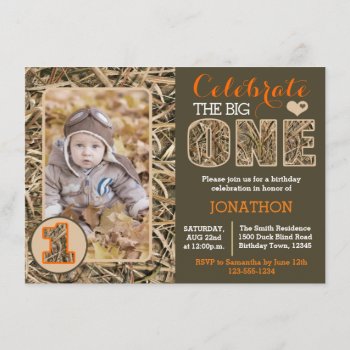 Duck Camo / Camouflage First Birthday Party Invitation by prettypicture at Zazzle