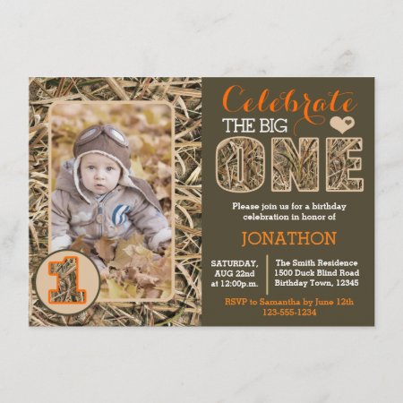 Duck Camo / Camouflage First Birthday Party Invitation