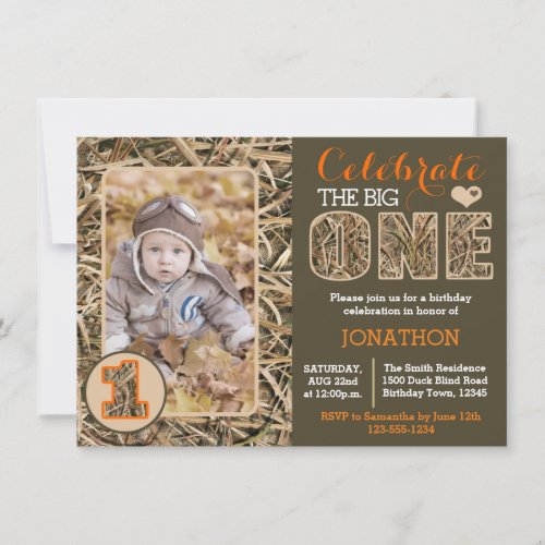 Duck Camo  Camouflage First Birthday Party Invitation
