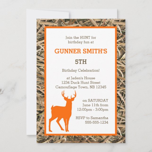 Duck Camouflage / Camo Buck Birthday Party Invitation (Front)