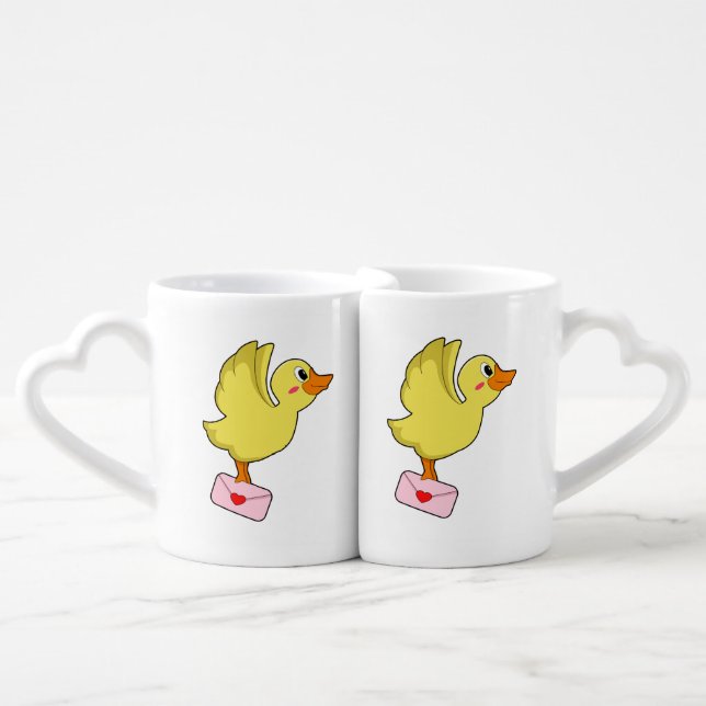 Duck Carrier pigeon Letter Coffee Mug Set (Front Nesting)