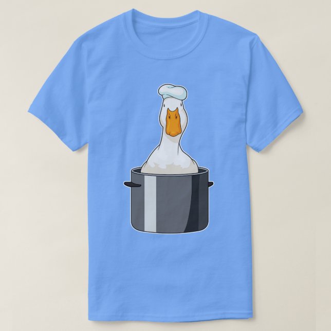Duck Chef Cooking pot Chef hat T-Shirt (Design Front)