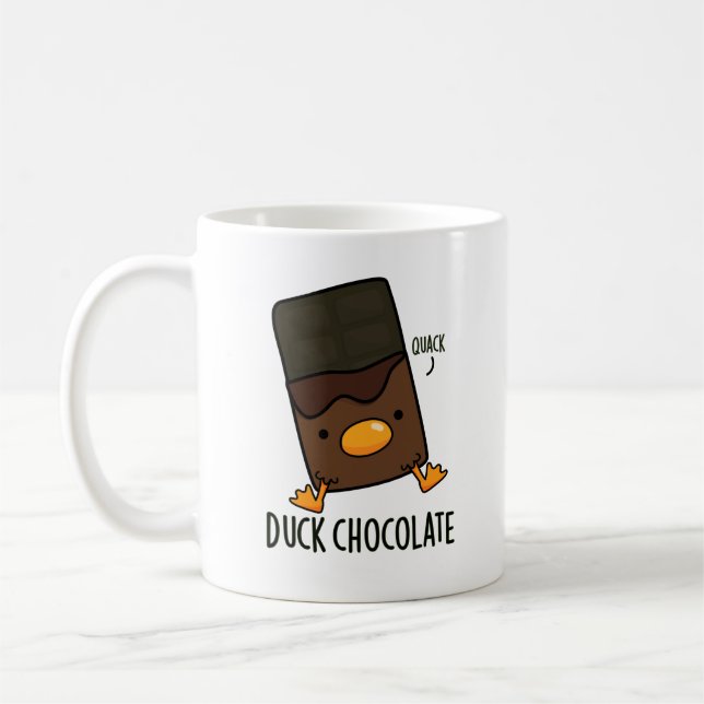 Duck Chocolate Funny Dark Chocolate Pun  Coffee Mug (Left)