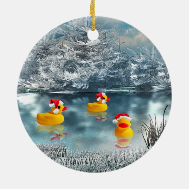 Duck Christmas Ceramic Ornament (Back)