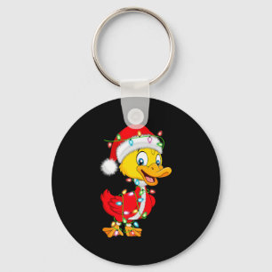 Duck Christmas Lights Santa Costume Cute Animal Xm Keychain