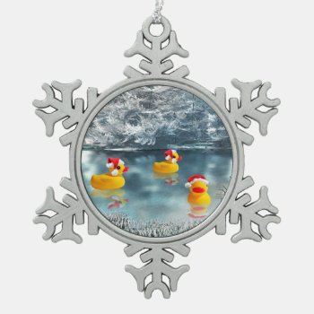 Duck Christmas Snowflake Pewter Christmas Ornament by deemac2 at Zazzle