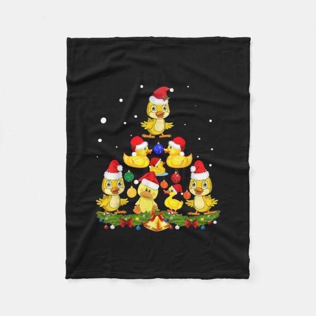 Duck Christmas Tree Fleece Blanket (Front)