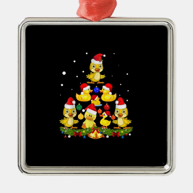 Duck Christmas Tree Metal Ornament (Front)