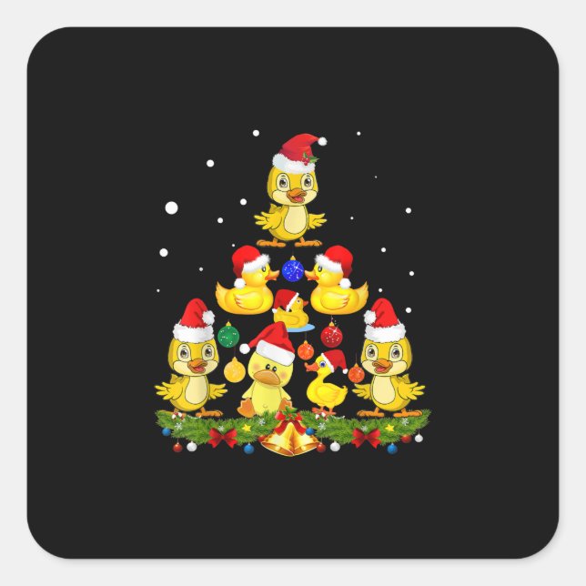 Duck Christmas Tree Square Sticker (Front)