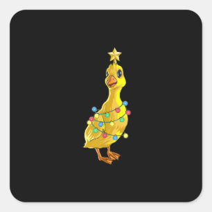 Duck Christmas Tree T Lights Decor Star Gift Xmas Square Sticker