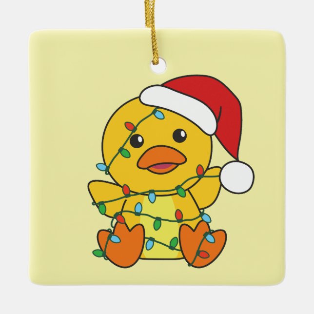 Duck Christmas Winter Animals Holiday Duck Ceramic Ornament (Front)