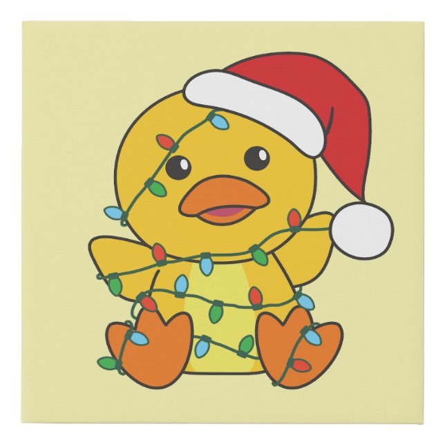 Duck Christmas Winter Animals Holiday Duck Faux Canvas Print (Front)