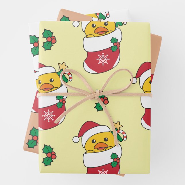 Duck Christmas Winter Animals Holiday Ducks Wrapping Paper Sheets (In situ)