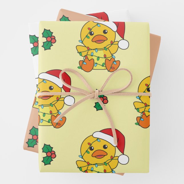 Duck Christmas Winter Animals Holiday Ducks Wrapping Paper Sheets (In situ)