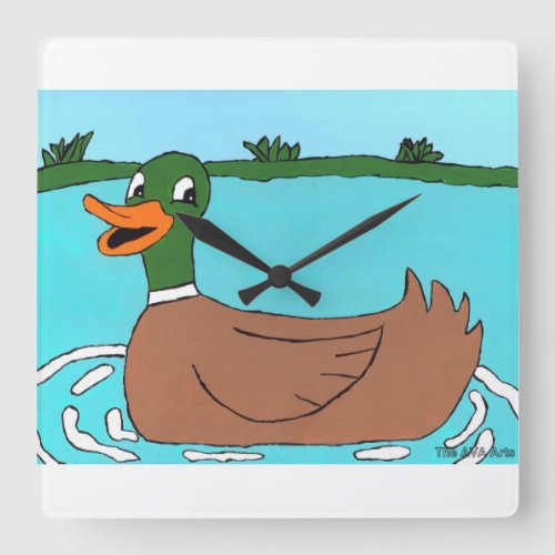 Duck Clock Quack Bathroom Decor Square Wall Clock