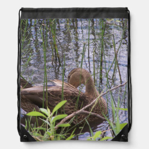 Duck closeup drawstring bag