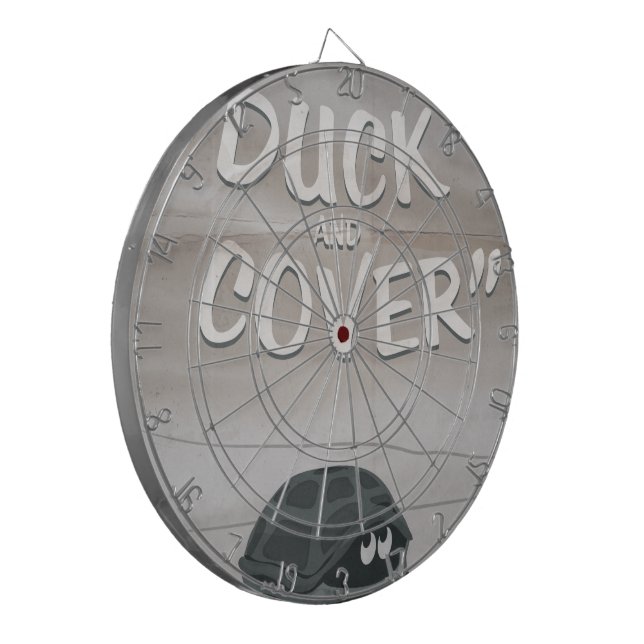 Duck & Cover Dartboard With Darts (Front Left)