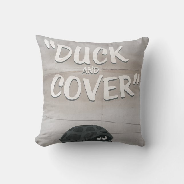 Duck & Cover Throw Pillow (Front)