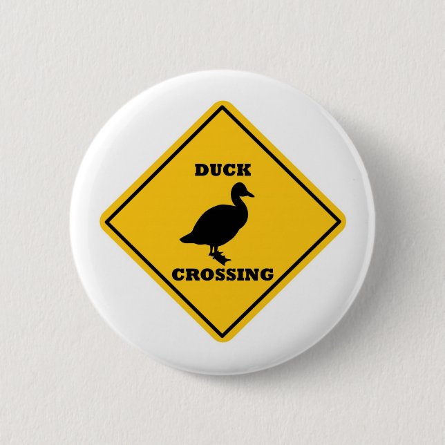 Duck Crossing Street Sign Button (Front)