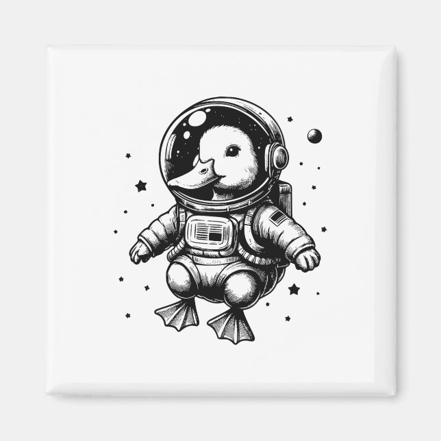 Duck Dad Mom Space - Astronaut Duck  Magnet (Front)
