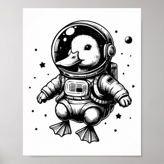 Duck Dad Mom Space - Astronaut Duck  Poster (Front)
