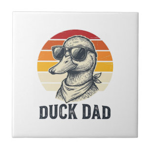 Duck Dad Vintage Duck Sunglasses Vector Shirt Desi Ceramic Tile