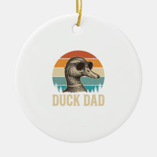 Duck Dad Vintage Engraving Retro Sunset Shirt Desi Ceramic Ornament