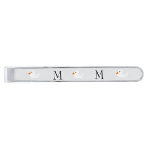 Duck Design Monogrammed Silver Finish Tie Bar