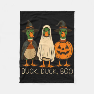 Duck Duck Boo Funny Ghost Duck Halloween Pumpkin Fleece Blanket