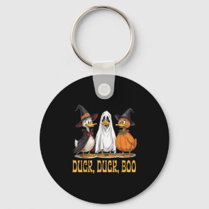 Duck Duck Boo Funny Halloween Costume Witch Ghost  Keychain